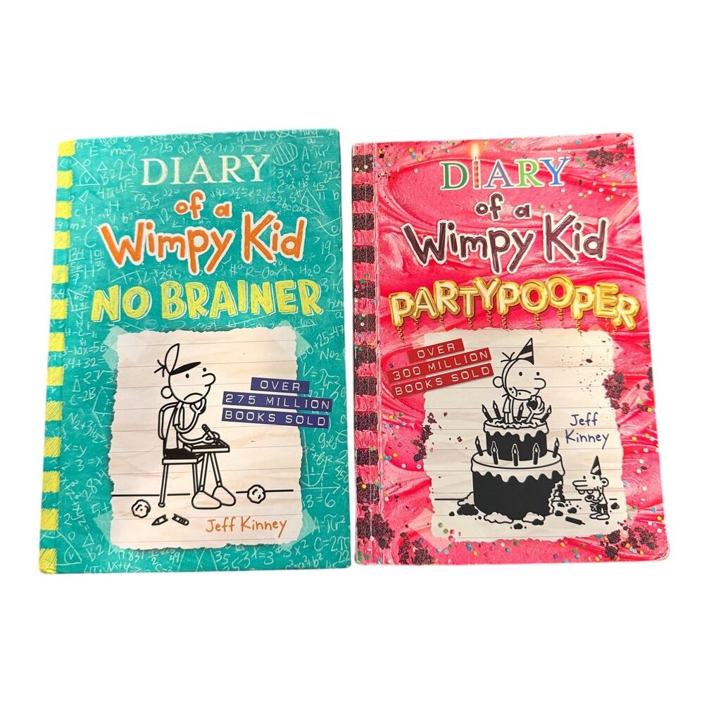 Diary of a Wimpy Kid Book Lot No Brainer & Partypooper